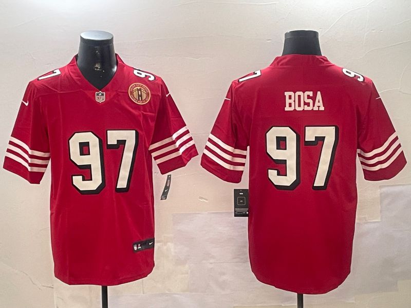 Men San Francisco 49ers 97 Bosa Red Throwback Second generation 2024 Nike Limited NFL Jersey style 5